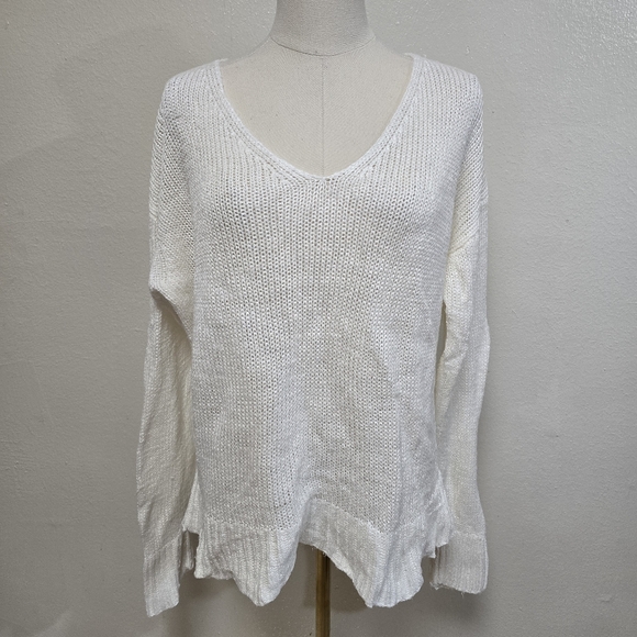 Theory Easy Linen Pullover Sweater White Size Medium - Picture 2 of 8
